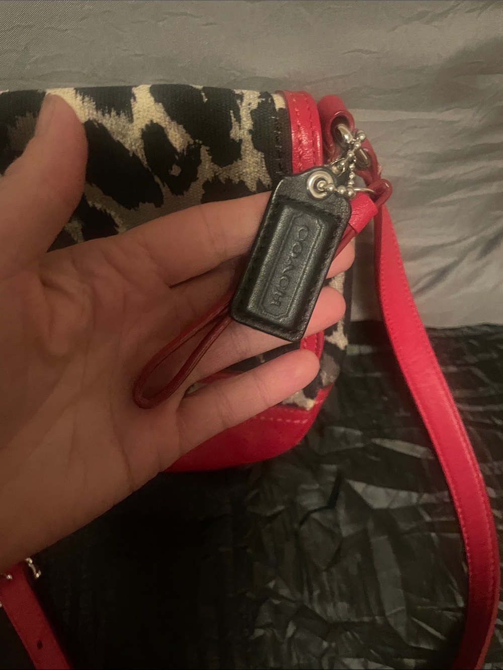 Coach Red Leather & Leopard-Print Crossbody - Picture 3 of 17